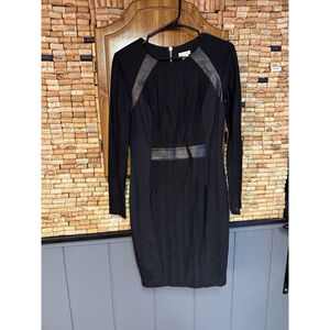 Vintage Y2K Style Cache Black Bodycon Dress With Sheer Sleeves Sz 6 Party